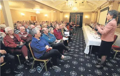  ?? Pictures: Phil Hannah. ?? MSP Liz Smith speaks at the meeting at the Royal George Hotel in Perth.