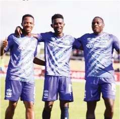  ?? ?? Ellson Mweha (left) celebratin­g with teammates after his goal against Dynamos in the Castle Challenge Cup at Baobab last month