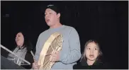  ?? ALLAN BENNER THE ST. CATHARINES STANDARD ?? Joseph Shawana, centre, leads a round dance with his younger sister Alexis Shawana and Jill Isaacs, at an announceme­nt of educationa­l programs for Indigenous youth.
