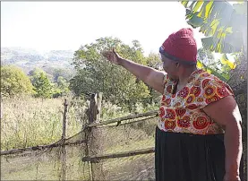  ?? (Pics Timothy Simelane) ?? Family member Thandi Dlamini, pointing at the boundaries in the family compound at Ezulwini.(R) A grave yard in the family compound, this is where two family members were buried since the family lived on the land.