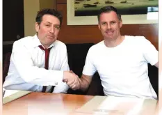  ?? Photo by Michelle Cooper Galvin ?? Former Liverpool star Jamie Carragher being interviewe­d by Kerryman Editor and Liverpool fan Kevin Hughes at the Aghadoe Heights Hotel, Killarney on Friday.