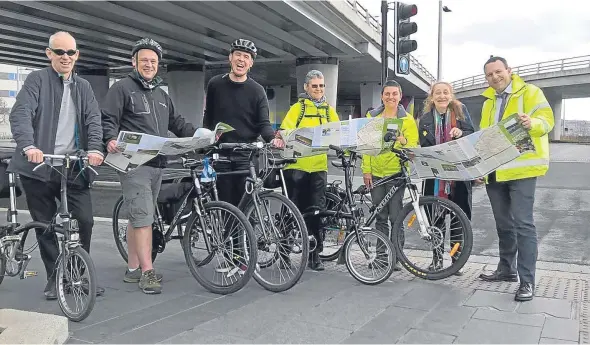  ??  ?? The launch of the new Dundee cycling map, which includes informatio­n on 20mph zones and suggestion­s for leisure rides throughout the city.