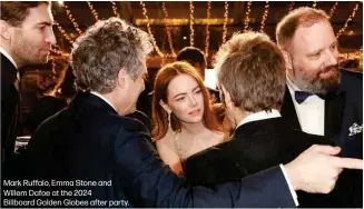  ?? ?? Mark Ruffalo, Emma Stone and Willem Dafoe at the 2024
Billboard Golden Globes after party.
Ayo Edebiri at the 2024 Billboard Golden Globes after party.