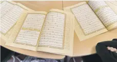  ??  ?? Quranic texts in a class at Al Bateen Quran Memorisati­on Centre