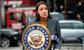  ??  ?? Alexandria Ocasio-Cortez in New York. ‘Unity isn’t a feeling,’ she said this week. ‘I think Biden can go further.’ Photograph: Johannes Eisele/AFP via Getty Images