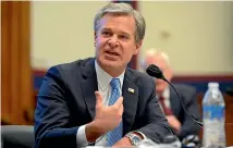  ?? AP ?? FBI Director Christophe­r Wray testifies before a House Committee on Homeland Security hearing yesterday.