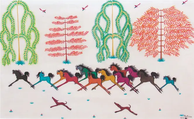  ?? COURTESY IMAGE ?? ‘My Wild Horses,’ watercolor on paper, by Pop Chalee. Collection of the Millicent Rogers Museum.