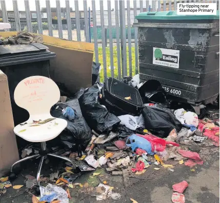  ??  ?? Fly-tipping near Stanhope Primary