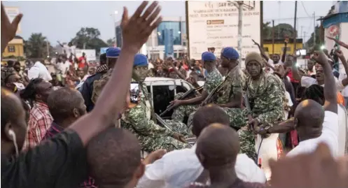  ?? Photo: AFP ?? People celebrate the inaugurati­on of new Gambia's President Adama Barrow at Westfield neighbourh­ood in Banjul yesterday