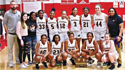  ?? Submitted photo ?? ■ The Ashdown Lady Panthers team includes, back row:, head coach Beau Tillery, Emilee McDowell, Tania Calloway, Mahkia Cook, Traniya Ross, Makayla Moore, Aleya Hill, Vonee Thomas, Blaire Gentry and assistant coach Jerica Hubbard; and front row, Jessica Crussell, Shamari French, Jukarra Greenlee, Porsha Randle and Journey Pope.