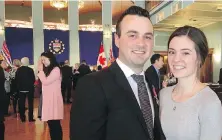  ?? TIMES COLONIST ?? Janson Chapman and Becca Covey at Government House on Wednesday. Chapman received a Decoration for Bravery from Gov. Gen. Julie Payette.