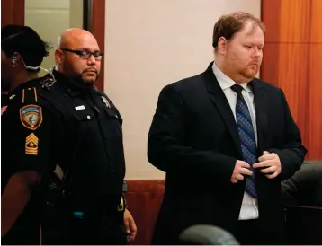  ?? Associated Press ?? ■ Ronald Lee Haskell is escorted into court Thursday in Houston. A jury has sentenced Haskell to death. He fatally shot six members of his ex-wife’s family in Texas. Jurors on Friday decided Haskell would be a future danger to society and rejected arguments by Haskell’s attorneys that his history of mental illness should spare him the lethal injection.