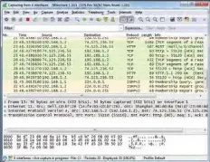  ??  ?? Figure 2: List of packets and related informatio­n analysed by Wireshark