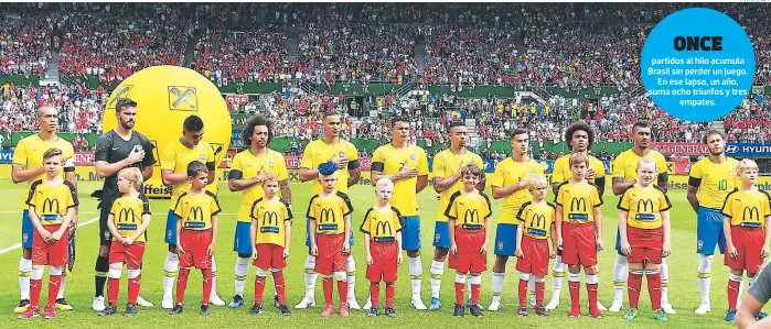  ?? FOTOS: AFP ?? ONCE partidos al hilo acumula Brasil sin perder un juego. En ese lapso, un año, suma ocho triunfos y tres empates.