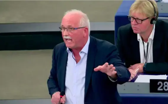  ?? (EbS) ?? Udo Bullmann citing the ‘lies of Brexiteers’ yesterday in the European Parliament