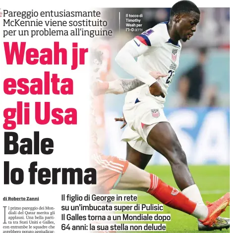  ?? GETTY ?? Il tocco di Timothy Weah per l’1-0