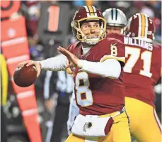  ?? BRAD MILLS, USA TODAY SPORTS ?? For the second consecutiv­e year, Redskins QB Kirk Cousins will play under the franchise tag, this time for $24 million.