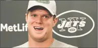  ?? Bill Kostroun / Associated Press ?? New York Jets quarterbac­k Sam Darnold answers questions during a news conference Friday.