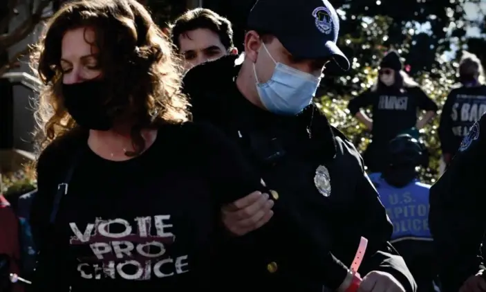  ?? Photograph: Carol Guzy/Zuma Press Wire/Rex/Shuttersto­ck ?? Reproducti­ve rights protesters participat­e in an act of civil disobedien­ce as oral arguments were heard at the supreme court on 1 December.