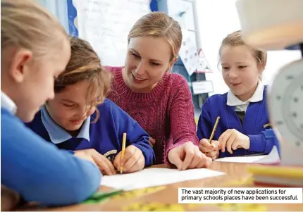  ?? ?? The vast majority of new applicatio­ns for primary schools places have been successful.