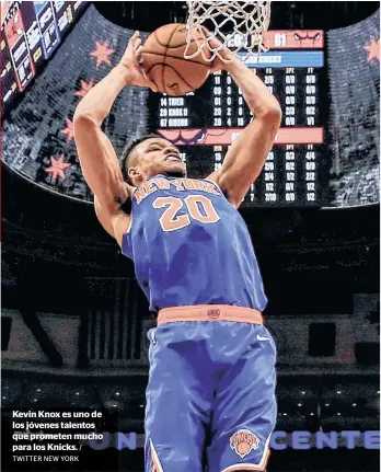  ?? TWITTER NEW YORK / / TWITTER NEW ?? Kevin Knox es uno de los jóvenes talentos que prometen mucho para los Knicks.
Mike Miller (izq.) ha cambiado la dirección del equipo desde su llegada al banquillo.