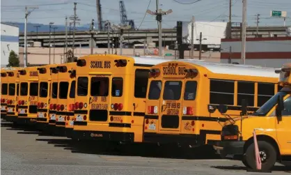  ?? Photograph: Stephen Lam/Reuters ?? ▲ FirstGroup has sold First Student, the biggest school-run operator in the US, with about 43,000 yellow buses, and First Transit, which provides outsourced public transport, to EQT.