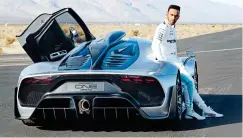  ??  ?? ‘iT’S a BEaST’: Lewis Hamilton poses with the Project One he will receive at the end of the F1 season.