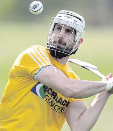 ??  ?? On target: Antrim’s Neil McManus opened the scoring but his side were overhauled