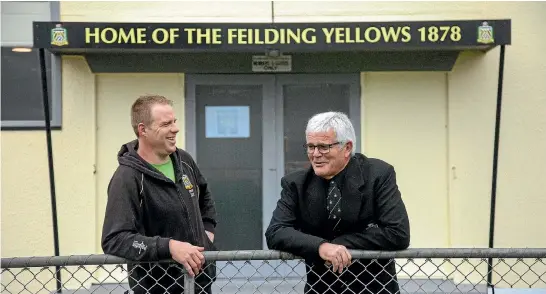  ?? PHOTO: WARWICK SMITH/STUFF ?? The Feilding Rugby Club, the oldest rugby club in Manawatu¯ , is turning 140. Pictured is veteran player Brad Carr, left, and long-time club man Dave Fredericks.