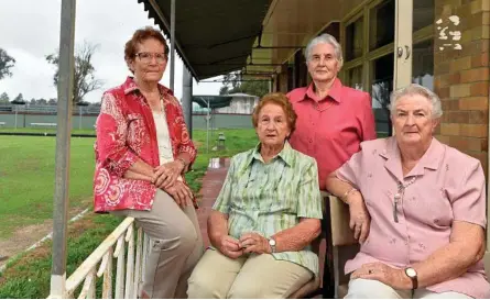  ??  ?? MOVING ON: Cambooya Bowls Club executive (from left) Coral Richards, Dawn Ruming, Vera House and Helen Batterham are looking for an organisati­on to take over their lease at 15 Lucy St, Cambooya.