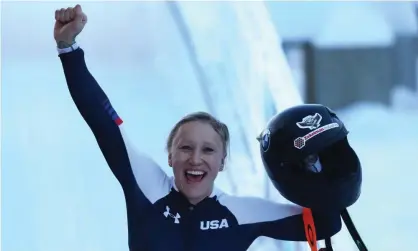  ?? Photograph: Martin Rose/Getty Images ?? Kaillie Humphries of the United States celebrates winning the women’s monobob at the world championsh­ips in February.