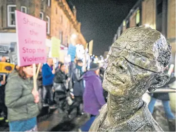  ??  ?? WORD ON THE STREET: A Reclaim the Night demonstrat­ion in the centre of Perth.