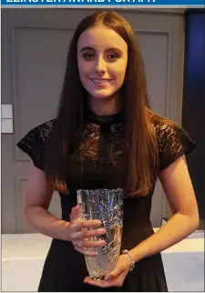  ??  ?? Amy Callaghan of Cushinstow­n AC at last Saturday’s 2019 Leinster Athletics Star Awards in Athlone where she was named the Leinster Juvenile Athlete of the Year for County Meath.