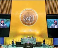  ?? PHOTO: REUTERS ?? Nauruan President Russ Joseph Kun addresses the UN General Assembly in New York City on Thursday.