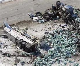  ?? Canadian Press file photo ?? The wreckage of a fatal crash outside of Tisdale, Sask., is seen on April, 7, 2018.