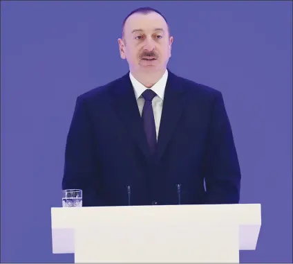  ??  ?? President Ilham Aliyev madea speech at the opening ceremony of the ^th Global Baku Forum