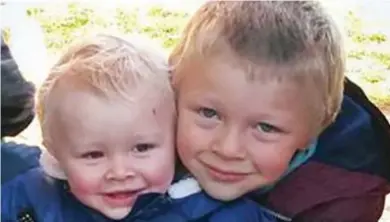  ??  ?? Robbed of life: Casper Platt-May, two, and brother Corey, six, were hit crossing the road
