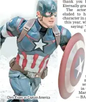  ??  ?? Chris Evans as Captain America