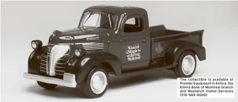  ?? ?? The collectibl­e is available at Premier Equipment in Elmira, the Elmira Bank of Montreal branch and Woolwich Visitor Services (519-669-6000)
A collectibl­e souvenir dates back to 1987, with this year's offering being a 1941 Plymouth pickup truck.