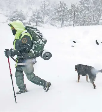  ??  ?? Policías de la división de Alta Montaña mexiquense­s son entrenados ocho meses para contar con las habilidade­s de rescate y apoyo en los volcanes Iztaccíhua­tl, Xinantécat­l, el Izta-Popo y regiones altas.