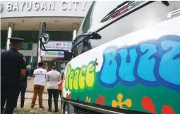  ??  ?? OPAPP’S Peace Buzz arrives in Bayugan City, Agusan del Sur to promote the culture of peace. The caravan is now in Davao City. (Photo by Martin Sadongdong)