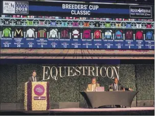  ?? Skip Dickstein / Times Union ?? The starting gate placement of the horses for the $6M Breeders’ Cup Classic to be run at Churchill Downs on Saturday are drawn on Monday in Louisville, Ky.