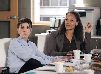  ?? CTV ?? Actresses Shenae Grimes-Beech, left, and Angela Griffin portray female homicide detectives who “brilliantl­y balance home life and work life without it even being talked about” in the new series The Detail.