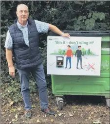  ??  ?? PULL TOGETHER Cllr Philip Raffaelli with anti-litter poster
