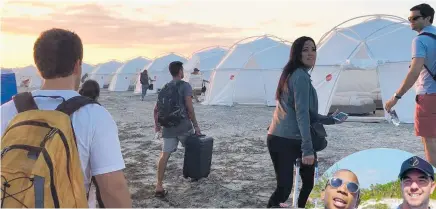  ?? Photos / Netflix ?? Fyre Festival punters showed up to find the “luxury villas” promised with their up to US$12,000 tickets were disaster-relief tents soaked with water; Billy McFarland enlisted stars such as Ja Rule to help promote the 2017 party.