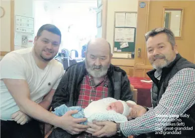  ??  ?? James gang Baby James with his namesakes (left) dad, great-granddad and granddad