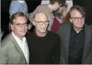  ??  ?? Aaron Sorkin, left, Ed Harris, center, and Bartlett Sher participat­e in a press conference to announce an upcoming performanc­e of “To Kill a Mockingbir­d” at Madison Square Garden