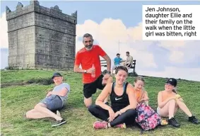  ??  ?? Jen Johnson, daughter Ellie and their family on the walk when the little girl was bitten, right