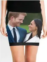  ??  ?? Harry and Meghan mini skirt, £23.83, red bubble. com >>