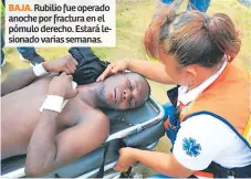  ??  ?? BAJA. Rubilio fue operado anoche por fractura en el pómulo derecho. Estará lesionado varias semanas.